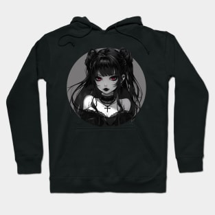 Gothic Anime Waifu Girl Round Design Hoodie